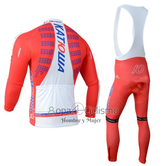 Katusha Ropa Ciclismo Culotte Largo 2014 Mangas Largas Blanco y Rojo
